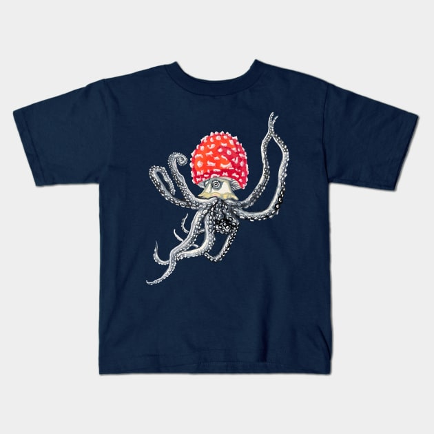 Toadstool Octopus Kids T-Shirt by RaLiz